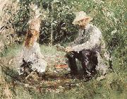 Berthe Morisot Manet and his daughter oil on canvas